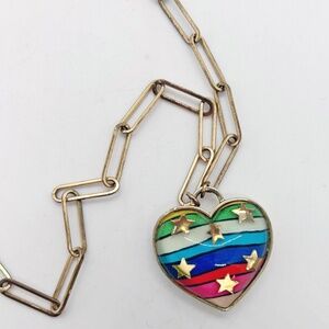 betsey Johnson Rainbow Heart Pendant Necklace